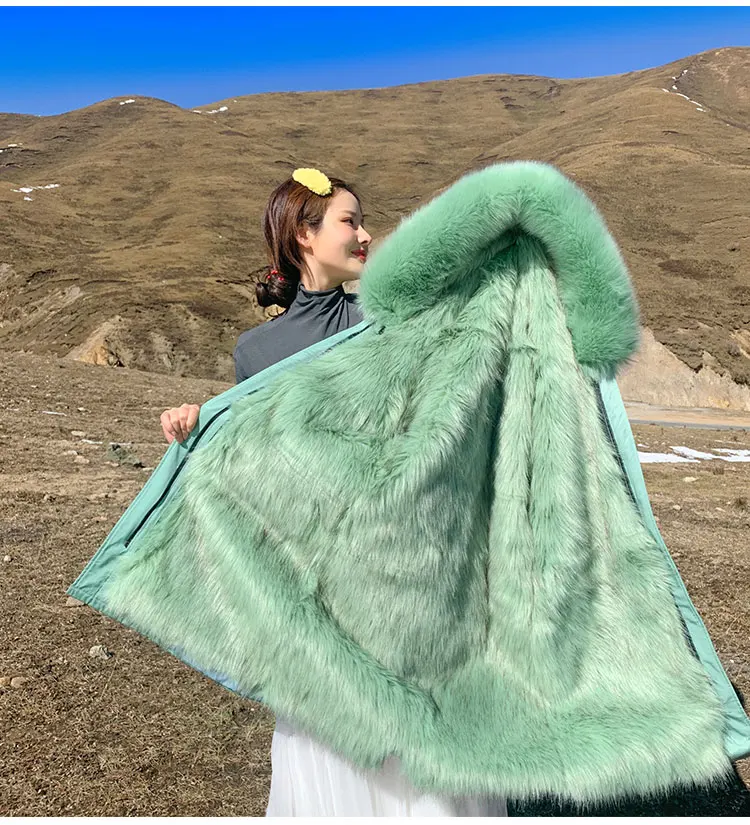 Женские парки, новинка, Осень-зима, цветная подкладка из искусственной шерсти, теплая меховая куртка, пальто средней длины, повседневная женская зимняя куртка
