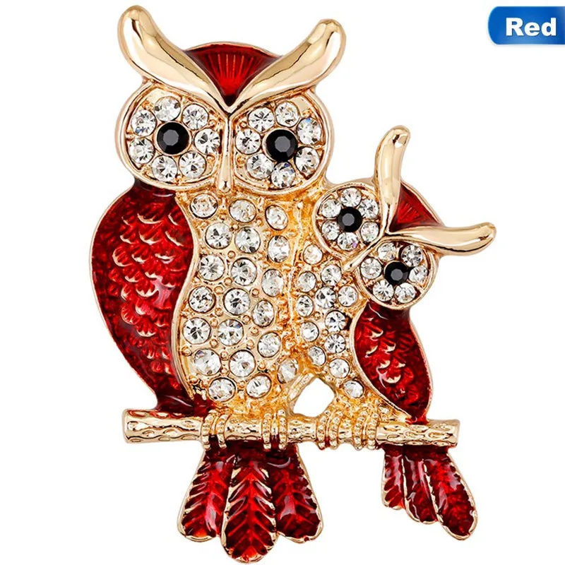 1PCS Fashion Two Owl Brooch Jewelry Cute Animal Hijab Accessory Statement Brown Enamel Scarf Pins Jewelry Men