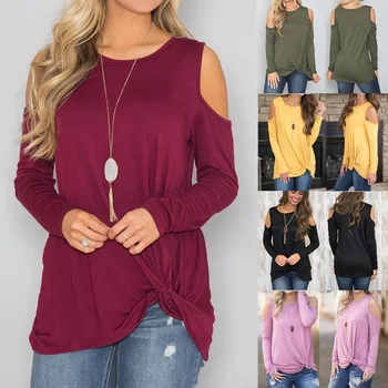 

clothing OWLPRINCESS 2020 Spring Autumn New round Neck Long-Sleeved off-Shoulder Women's T-shirt