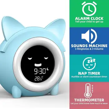 

Creative Kids Children Sleeping Training Temperature Night LED Light LCD Display Intelligent Alarm Clock