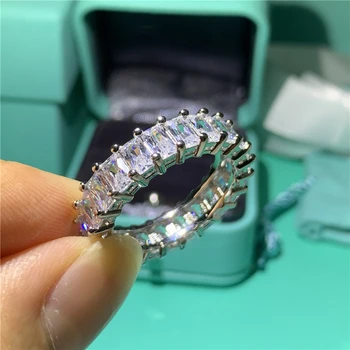 

Handmade promise Rings 100% 925 sterling Silver sparkle Diamond Engagement Wedding Band Rings For Women men Bride jewelry