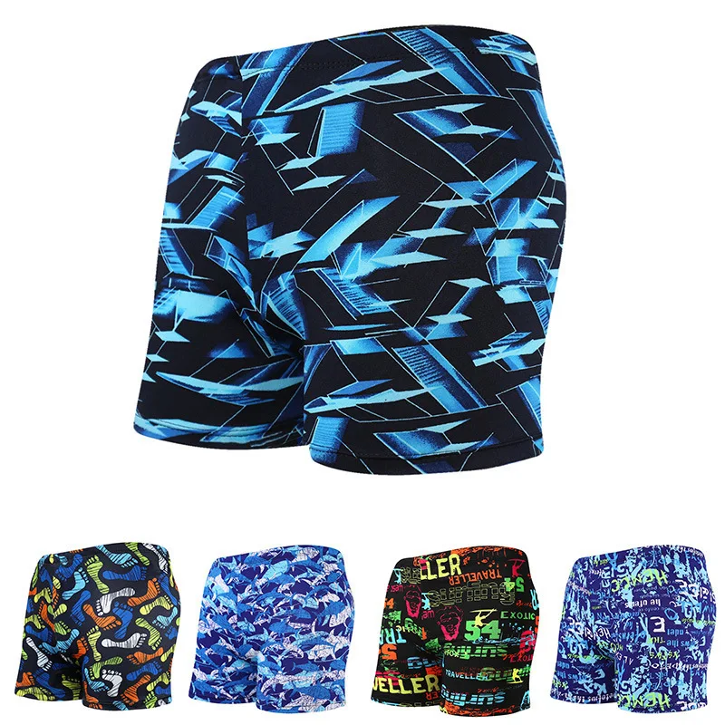 

High Quality Men's Swimming Trunks Physical Swimming Pool Hot Spring Beach Swim Trunks Blue Multi-pattern Optional 2020 New
