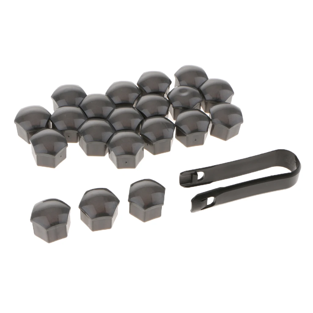 20X Wheel Hub Covers Wheel Nut Bolt Head Cover Cap With Removal Tool