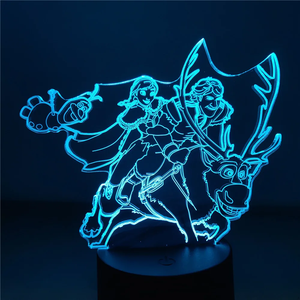 Disney 3d Night Light LED Lamp Frozen Anime Elsa Home Decoration Lampara Bedroom Decor Creative Lighting Girl Kids Gift For Xmas
