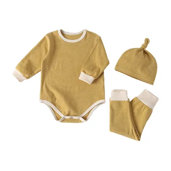 

Baby Clothes Set Striped Bodysuits Pants Leggings And Hat 3 Pcs Baby Girl Clothes Outfits Cotton Toddler Boys Clothing Suit