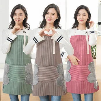 

Home Adjustable Fabric Wipable Apron Cotton Fashion Cooking Cooking Kitchen Oil-Proof Gown Anti-fouling apron Home comfort