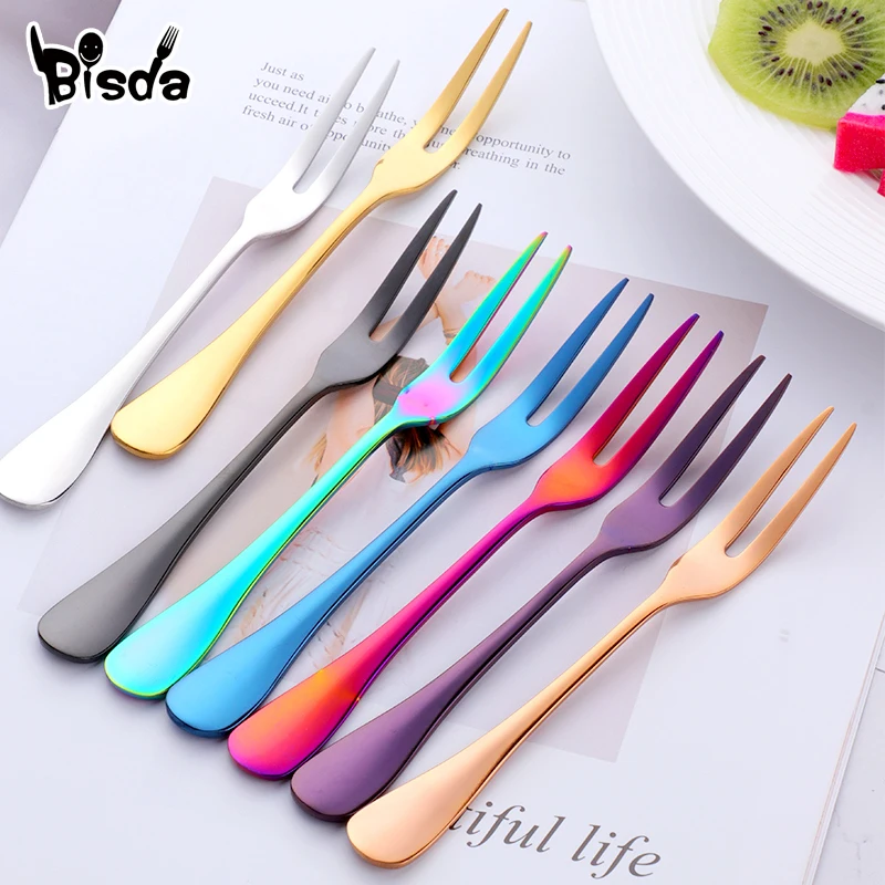 

2 Pcs Fruit Fork Luxury Stainless Steel Gold Cake Dessert Forks Lovely Mini Fork Used For Cake in Party Snail Fork Restaurant