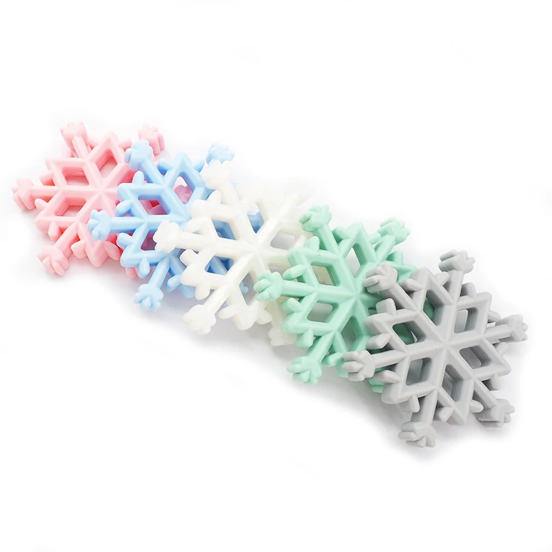 Chenkai 5 шт снежинка силиконовый Прорезыватель для зубов в рождественском стиле для самостоятельного ухода Ожерелье Подвеска Жевательная для прорезывания зубов игрушка BPA бесплатно