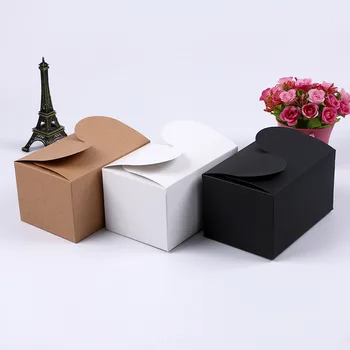 

White Black Brown Paper Box Biscuit Pastry Baking Box Food Packaging Gift Box 15x10x8.5cm WB479