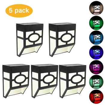 

BORUiT 5pcs RGB LED Outdoor Solar Lamp 7 Colors Solar Light Waterproof Wall Light Solar Powered Sunlight Garden Decoration