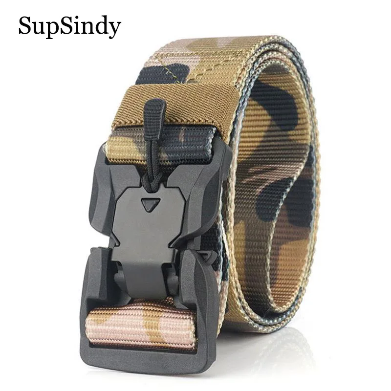 SupSindy Military Equipment POM Magnetic buckle Combat Tactical Belts for Men Army Training Nylon Belt Outdoor Hunting Waistband