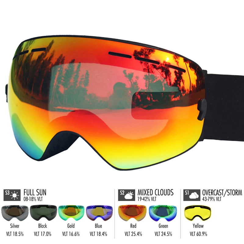 LOCLE лыжные очки двухслойные противотуманные UV400 для катания на лыжах сноуборде