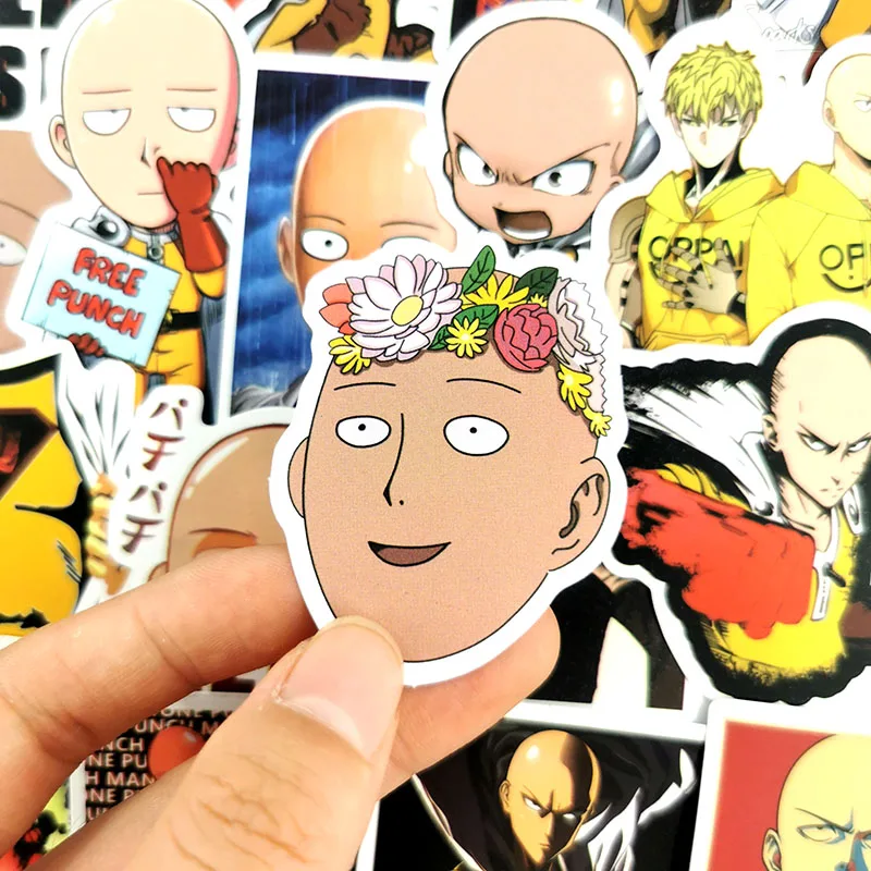 50 шт. наклейки ONE PUNCH-MAN для сноуборда, ноутбука, багажа, автомобиля, холодильника, сделай сам, стильный виниловый декор, пегатина, лысая голова, детская игрушка