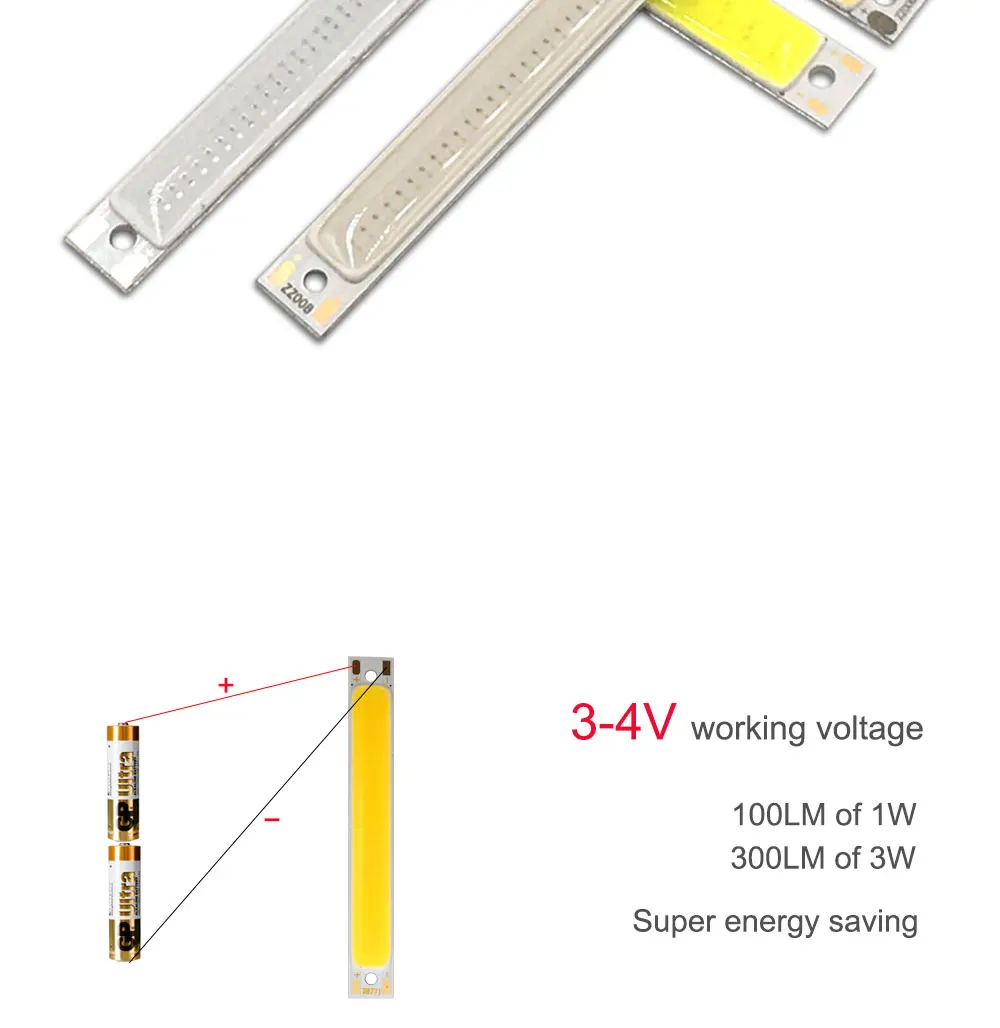60mm 2.36in 2V 3V COB Light Source 1W 3W LED Bulb 3.7V Lamps for Work Car Lights DIY Warm Cool Red Blue Color 6CM Strip (7)