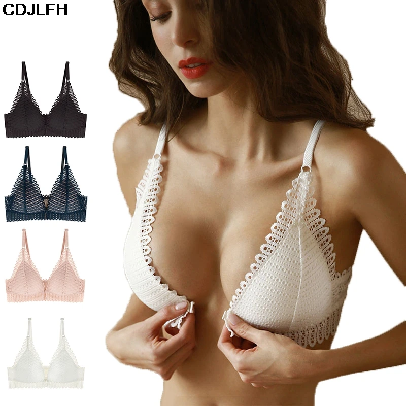Плюс размер женское нижное белье хорошего качества сексуальное кружевное беспроводное тонкое переднее закрытие бюстгальтер набор комфортный дышащий бюстгальтер с открытой спиной пуш-ап