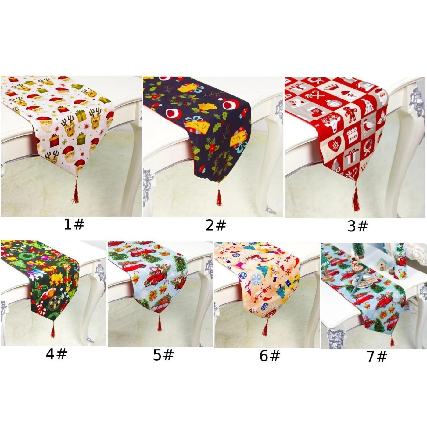 Christmas Table Runner Elk Snowman Xmas Tablecloth Home Party Decor 35*180cm Christmas Display Landscape Layout