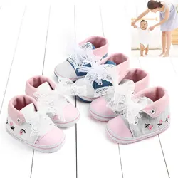 Chaussures en toile de dentelle brodée pour bébé fille, antidérapantes, souples, pour nouveaux nés, mode printemps automne 
