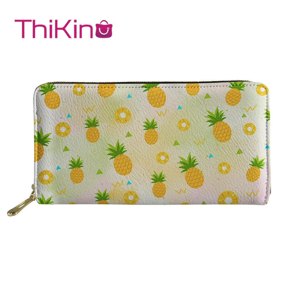 

Thikin Summer Cool Pinapple Long Wallet Zipper Phone Bag Card Holder for Pink Girls Clutch Purse Carteira Handbags Notecase 2019