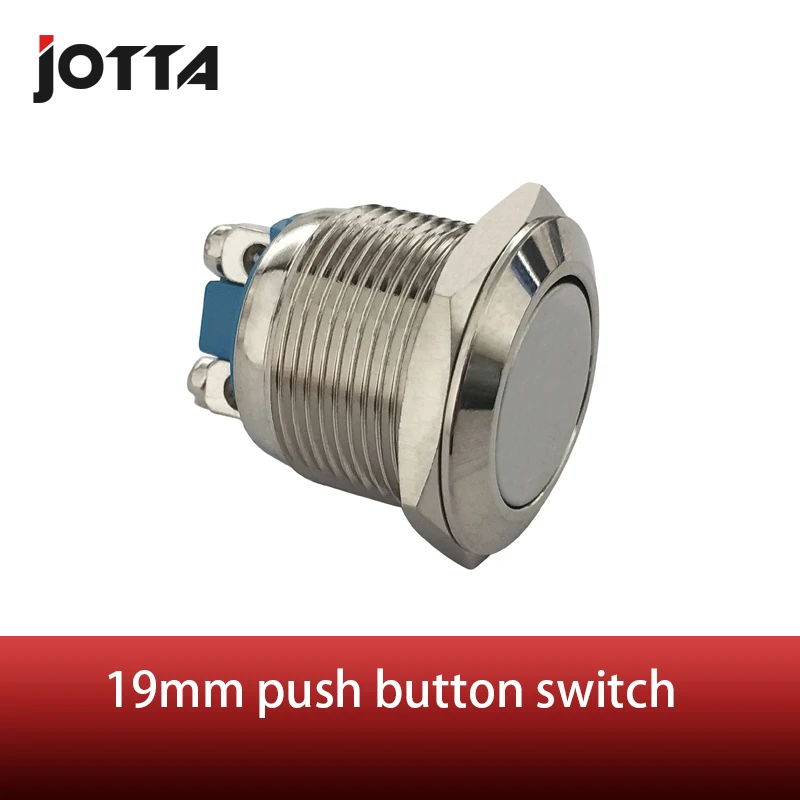 GQ19F-10 19mm 1NO momentary metal push button switch with flat round photo