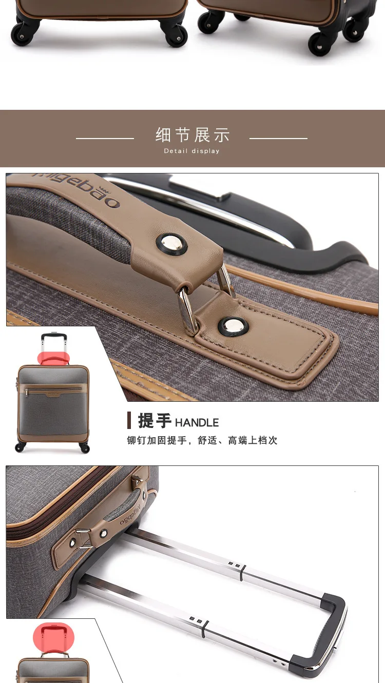 Business Travel Trolley 16-Inch Boarding Bag Universal Wheel Men's Travel Lugguge 20-Inch Leather Suitcase Small Luggage 18 a Ge
