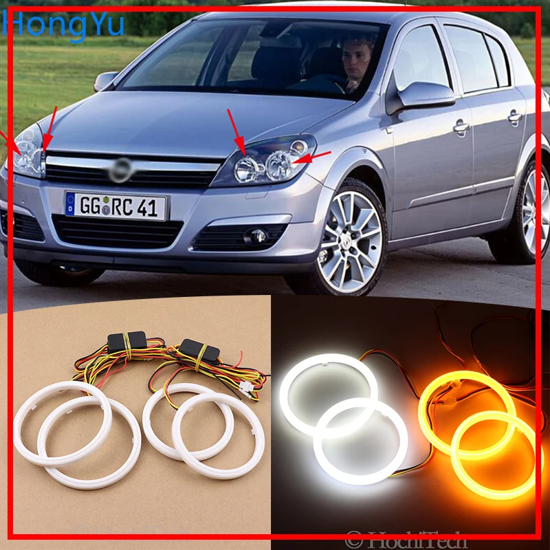 

Cotton LED Angel Eye Halo Switchback Light Ring lamp DRL White / Amber for Opel Astra H NON projector 2007 2008 2009 2010