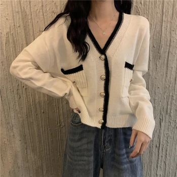 

In autumn and winter 2020, new coat women, fashion solid color cardigan top women, loose knitted sweaters are versatile