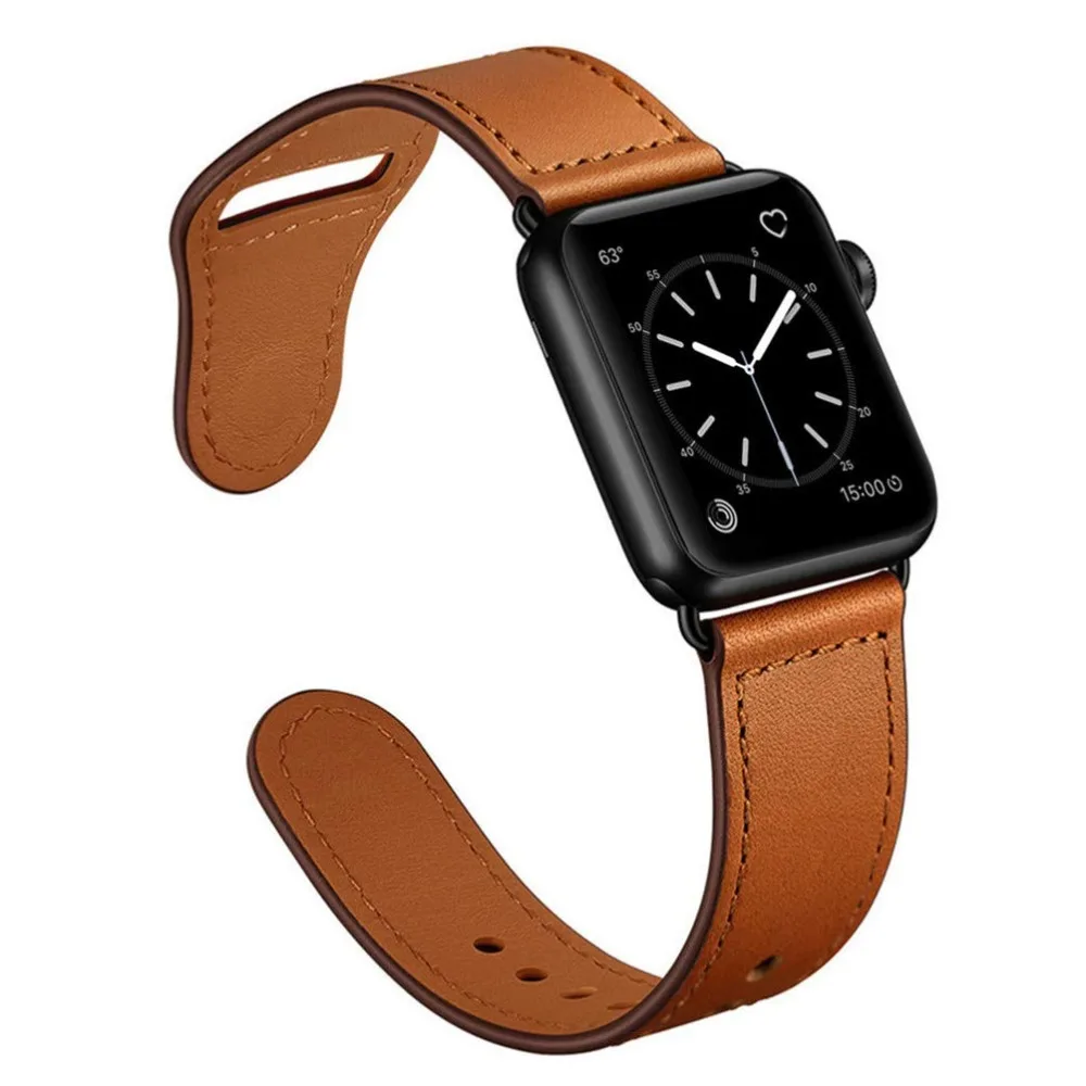 Кожаный ремешок для apple watch band 5 4 44 мм 40 мм iwatch ремешок 38 мм 42 мм correa pulseira браслет ремень аксессуары для часов - Цвет ремешка: brown