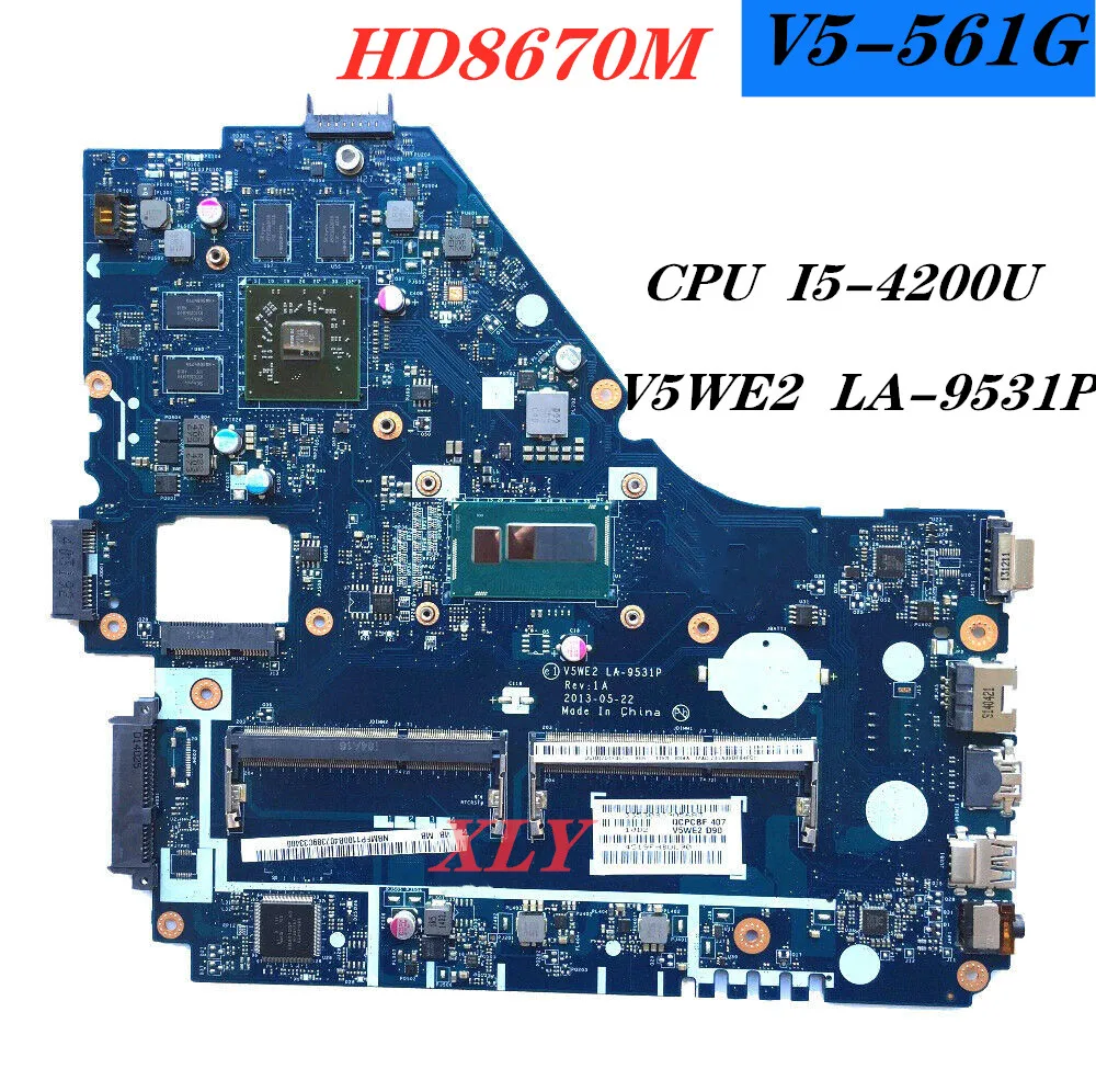 

For Acer V5-561G Motherboard V5WE2 LA-9531P I5-4200 CPU HD8670M GPU100% Test work free shipping