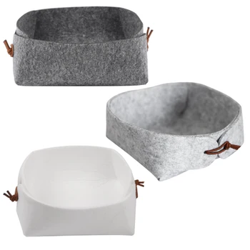 

Felt Storage Box Desktop Tray Collecting Basket Sundry Collection-Boxes Storage Organizers(3 Pack,Black Gray + Light Gray+White)