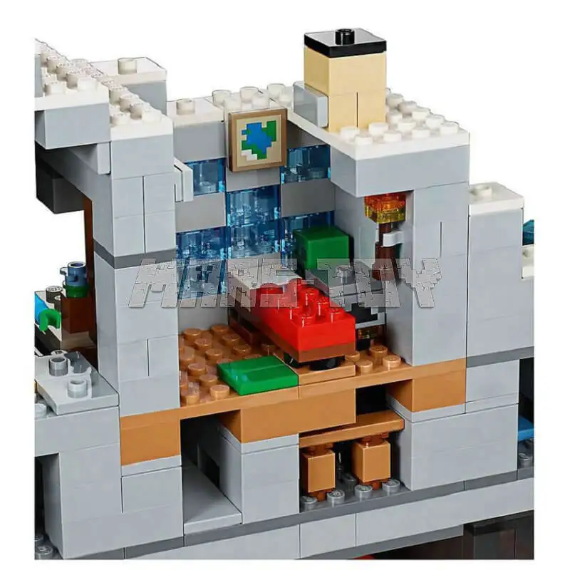 2000pcs The Mountain Cave Building Blocks With Steve Action Figures Compatible 21137 Bricks Building Blocks Sets Toys