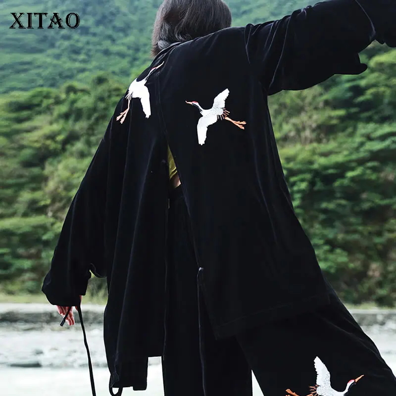 XITAO Patchwork Embroidered Tassel Shirt Women