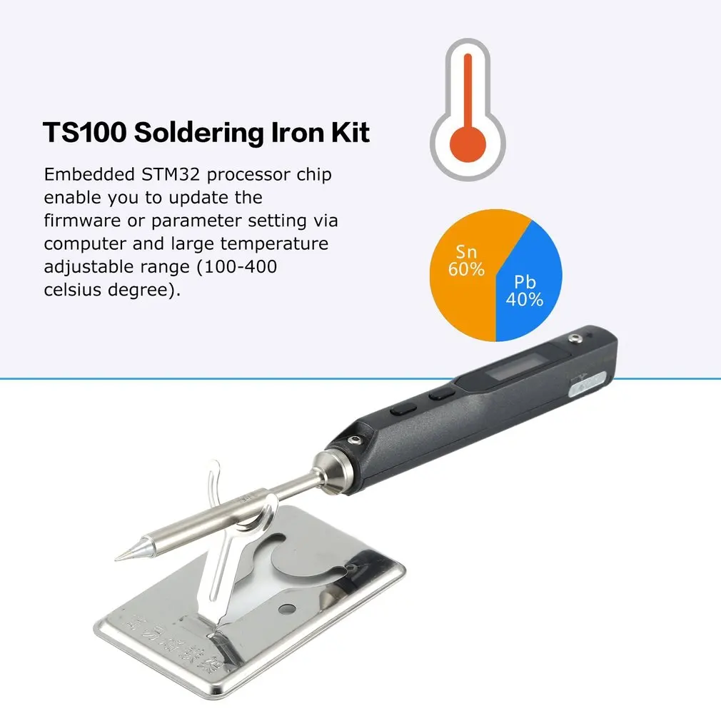 TS100 65 Вт мини Электрический паяльник набор цифровой oled-дисплей температура регулируемая с припоя подставка паяный фитиль набор