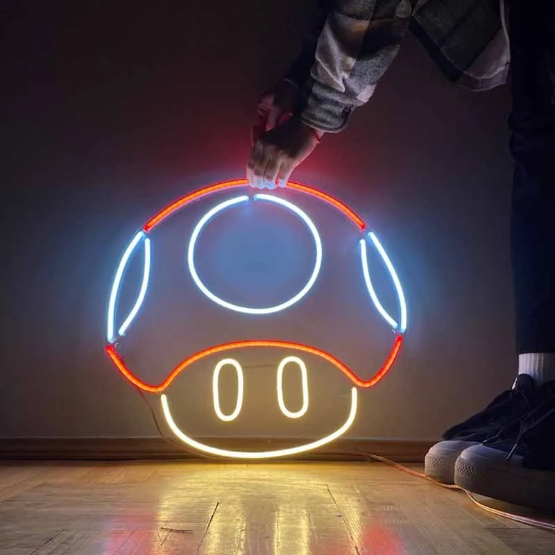 Custom led Mario Mushroom Neon Signs Japanese Anime flexible Night Light Sign indoor Home Bar Wall Bedroom Decor | Дом и сад