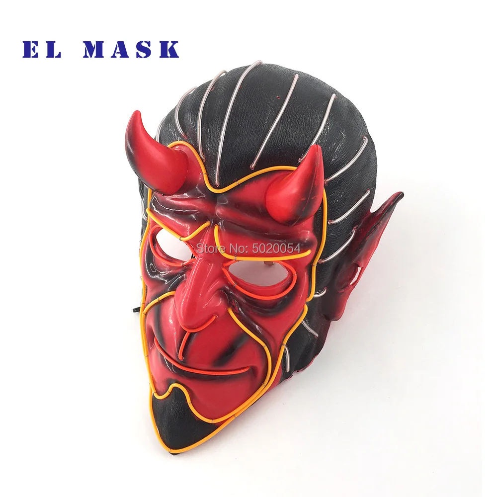Декор дома с привидениями EL Wire Devil Mask Monster светодиодный светящийся маска на Хеллоуин для косплея сверкающая маска питание от контроллера