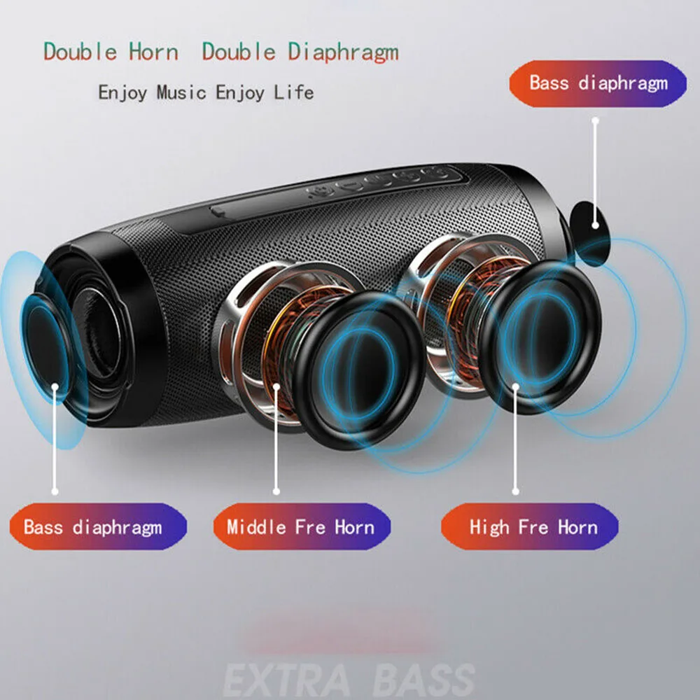 Беспроводной портативный Bluetooth динамик LED Boom Box наружная басовая Колонка сабвуфер