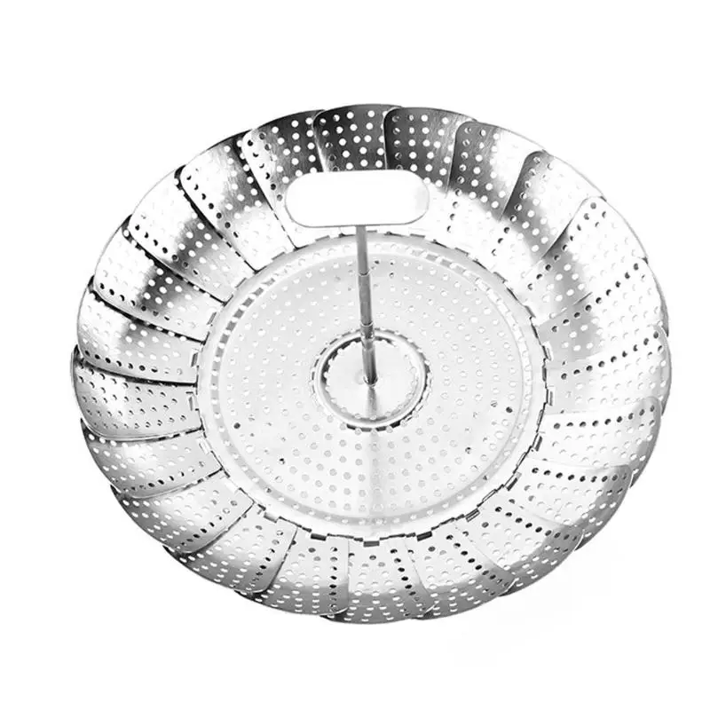 9/11 дюймов Нержавеющая сталь Пароварка складная гладкая поверхность трудно не деформируется и не, овощей, фруктов и сетка слива корзины для хранения домашняя питания