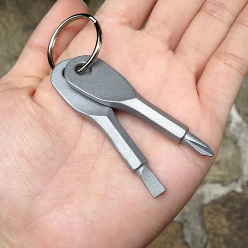 Multi-purpose Pocket Tool EDC Screwdriver Set With Key Ring Keychain Stainless Steel Portable For Emergency Bike Repair Tools