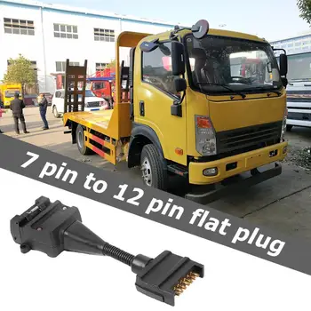 

Black 7 to 12 Pin Flat AU Trailer Male Plug Socket Connector Adapter ABS Portable Plug and Play Easy to Use for Truck