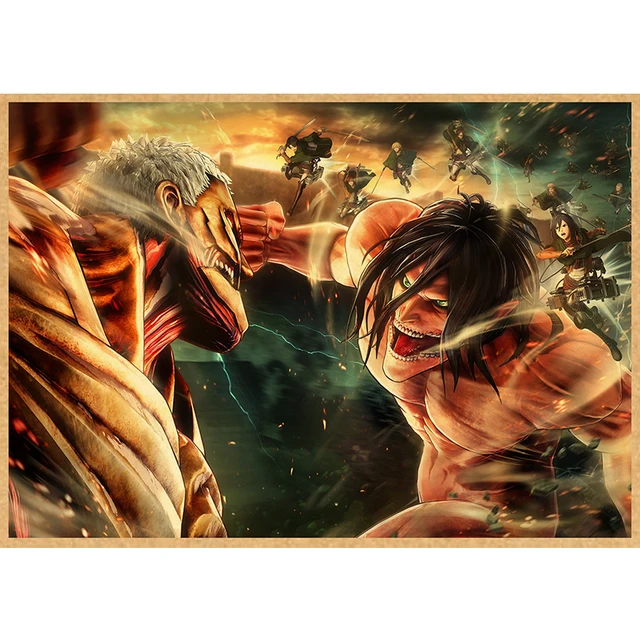 Attack on Titan Anime Poster Decor For Home Posters Room Wall Pictur Kraft Paper Retro And Prints Art Bar Cafe Stickers 8