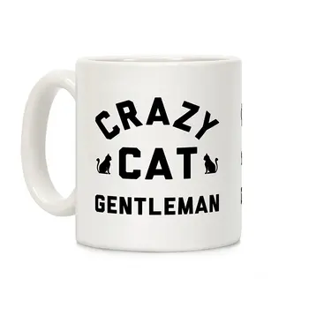 

Crazy Cat Gentleman White 11 Ounce Ceramic Coffee Mug