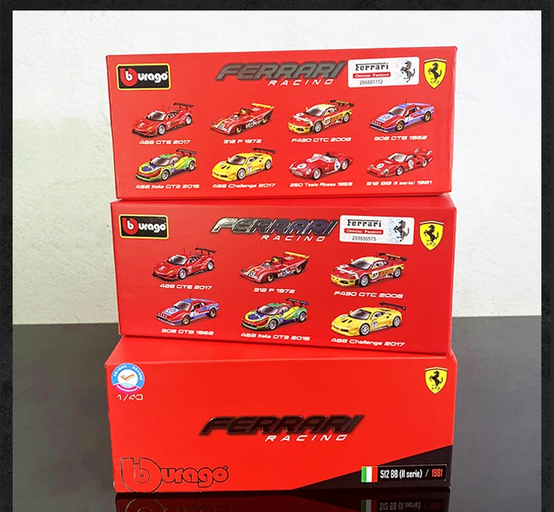 Bburago 1:43 Ferrari 250 Rossa 1959 series Acrylic Glift Box Packging car model Simulation Alloy Car Model Collect gifts toy