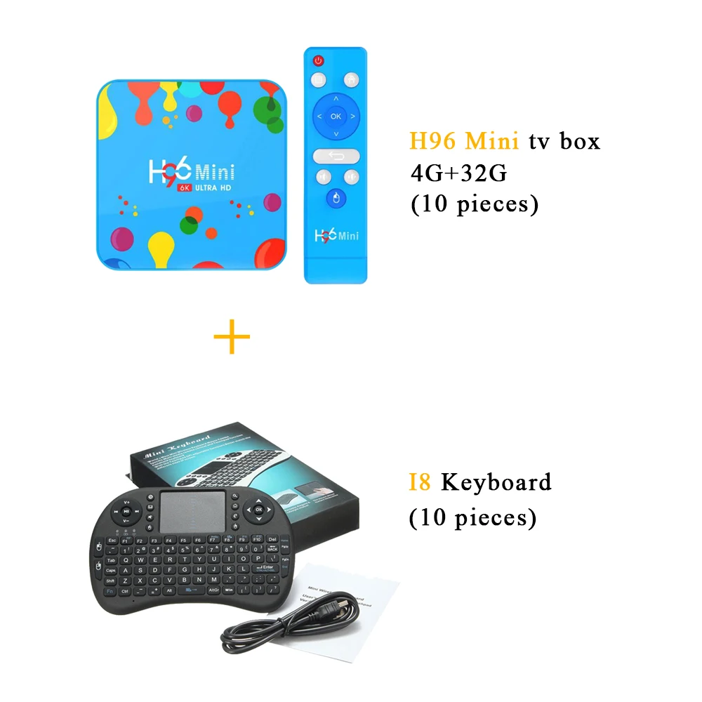 20 шт./партия, DHL бесплатно(10 шт.) H96 Mini H6 Android 9,0 Smart tv Box 4 Гб+ 32 ГБ/4 Гб+ 128 ГБ и(10 шт.) I8 Клавиатура - Цвет: 4GB 32GB i8