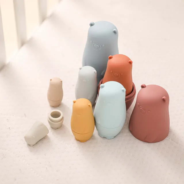 New Silicone Matryoshka Toy Baby Teethers Toy Infant Intellectual Development Doll Educational Toy DIY Gift BPA Free 2