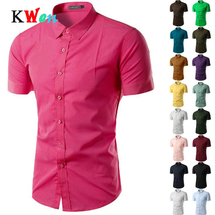 Мужская рубашка с коротким рукавом, приталенная, Camisa Social Masculina Chemise Homme, новинка, летняя мужская однотонная деловая рубашка 6537