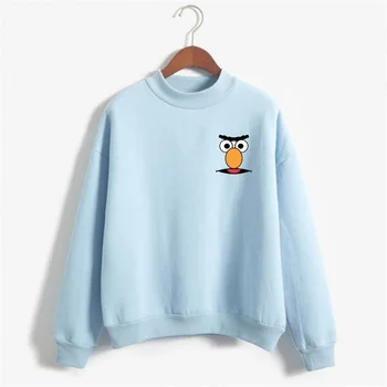 

Preppy Style Sesame Street Elmo Printed Sweatshirt Women's Cotton Kawaii Harajuku Oversized Winter Top Ulzzang Streetwear