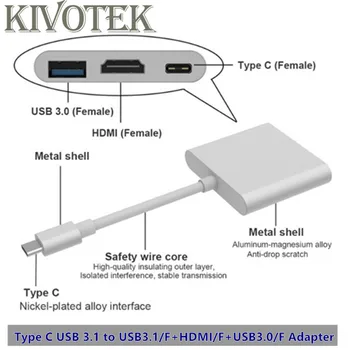 

Type C Male USB 3.1 to Usb3.1/F+HDMI/F+usb3.0/F Adapter Converter Male to Female Connector For PC Laptop HDTV Free Shipping