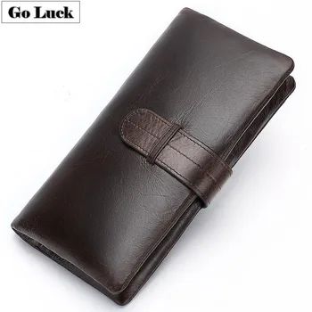 

GO-LUCK Brand Business Genuine Leather Clutches Wallet Men's Credit ID Cardholder Wallets Men Coin Bag Cell Phone Pouch Purse