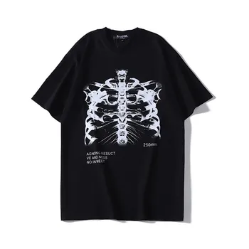 Dark Skull Bones Heart and Lung Print Funny Skull T shirt Ladies Punk Top Summer