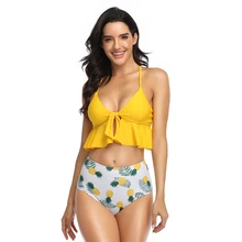 Женский купальник с оборками из двух частей, купальник с подкладкой, купальник с открытой спиной, купальник с пуш-ап, женская пляжная одежда, монокини, Maillot De Bain