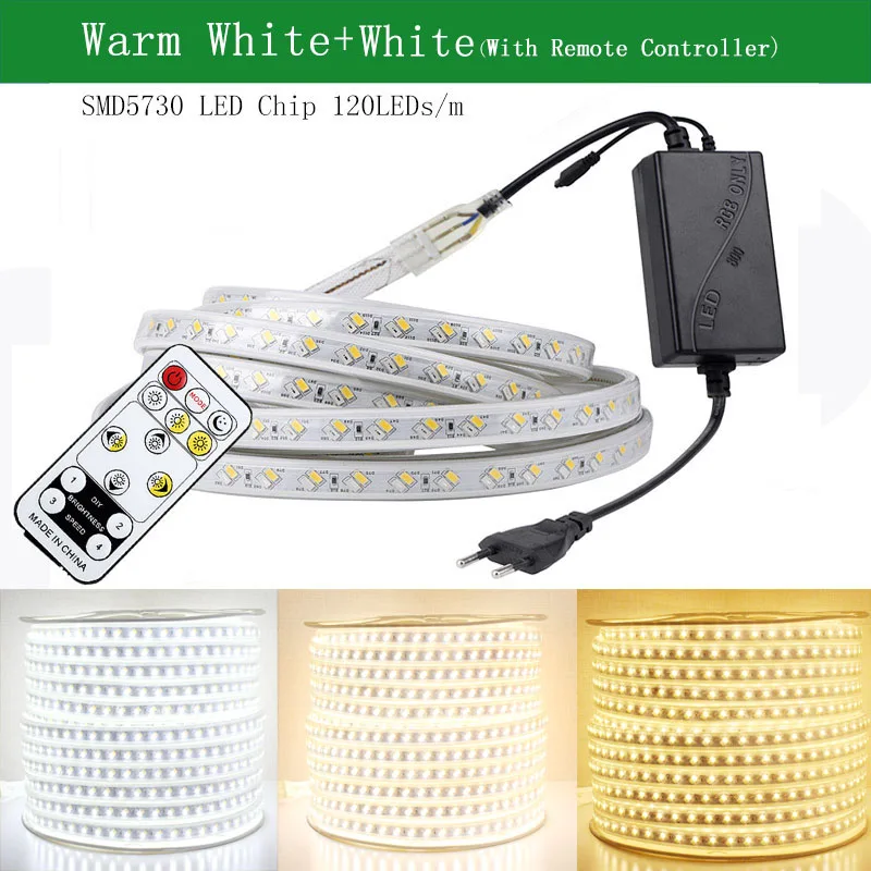 Warm White and White LAIMAIK AC220V светодиодный светильник водонепроницаемый IP67 Светодиодный светильник 60 светодиодный s/m 5050SMD светодиодный светильник с регулируемой яркостью - Испускаемый цвет: Warm White and White